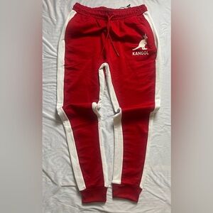 Kangol Red and White Joggers Size Large